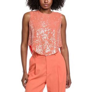 Lapointe Womens Sequin Tank Top, Orange